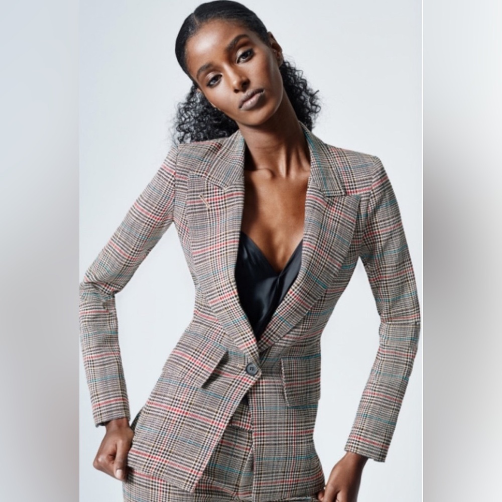 Smythe Multi Glen Check Blazer Jacket Sz 4  Fits like XXS / 0
